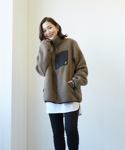 KANGOL（カンゴール）の「【RS】【KANGOL】ハイネック　ボアジップジャケット（ブルゾン・レディース・モカ/ホワイト/その他/ブラック/ベージュ・MEDIUM/LARGE/X-LARGE）」の20枚目の写真