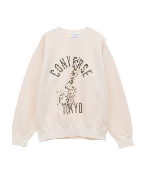 CONVERSE TOKYO（コンバーストウキョウ）の「PIGMENT DYE GUITAR LOGO SWEAT（スウェット・レディース・ブラック/ホワイト/サックスブルー・SMALL/MEDIUM）」の8枚目の写真