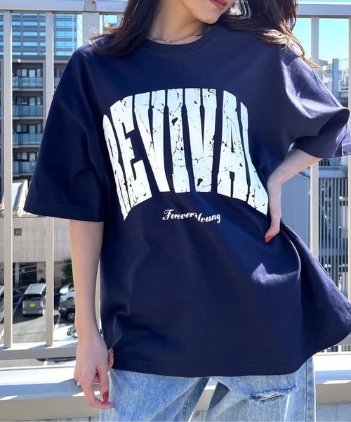 spiritoso（スピリトーゾ）の「【spiritoso】REVIVAL 発泡PTビッグシルエットTシャツ（Tシャツ/カットソー・レディース・ネイビー/ブラック/ホワイト・LARGE/MEDIUM）」の3枚目の写真