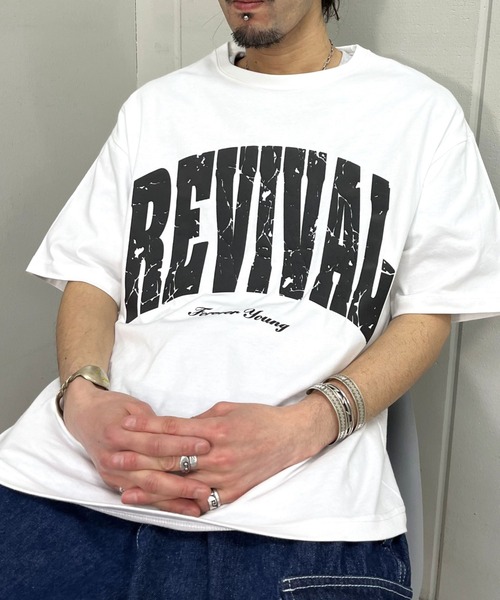 spiritoso（スピリトーゾ）の「【spiritoso】REVIVAL 発泡PTビッグシルエットTシャツ（Tシャツ/カットソー・レディース・ネイビー/ブラック/ホワイト・LARGE/MEDIUM）」の2枚目の写真