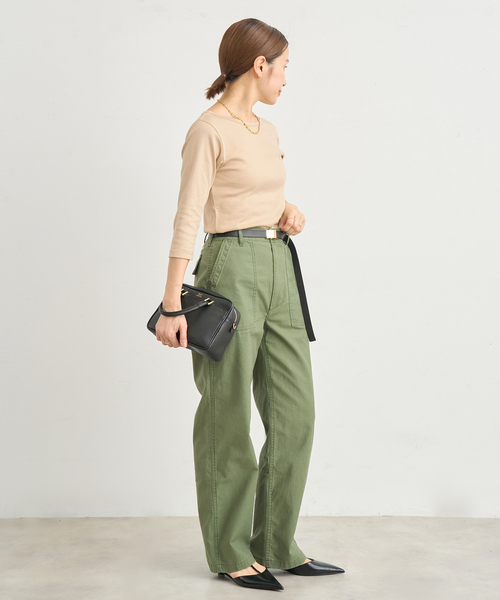 IENA(イエナ)の「ATON/エイトン 別注 SUVIN FRAISE ボートネック Tシャツ(Tシャツ/カットソー・レディース・ベージュ/ホワイト/ネイビー・FREE)」の16枚目の写真