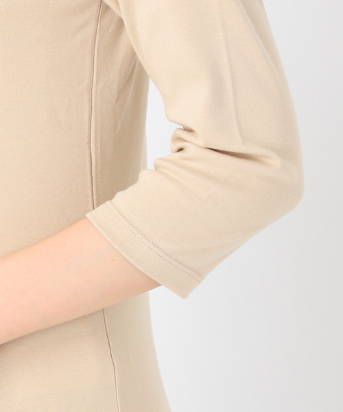 IENA(イエナ)の「ATON/エイトン 別注 SUVIN FRAISE ボートネック Tシャツ(Tシャツ/カットソー・レディース・ベージュ/ホワイト/ネイビー・FREE)」の8枚目の写真