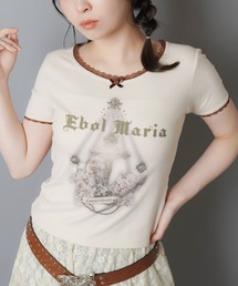 半袖プリントTシャツ/レース