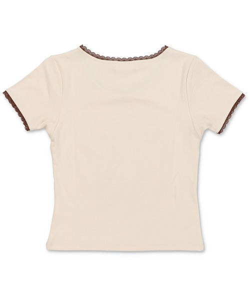 SPINNS（スピンズ）の「半袖プリントTシャツ/レース（Tシャツ/カットソー・レディース・チャコール/アイボリー/カーキ系/ベージュ・ONESIZE）」の10枚目の写真