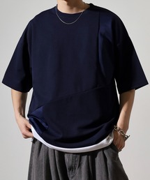 吸水速乾 UVカット ストレッチ ワイドシルエット 梨地 カットジョーゼット デザイン 切替 TEE