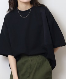 吸水速乾 UVカット ストレッチ ワイドシルエット 梨地 カットジョーゼット デザイン 切替 TEE