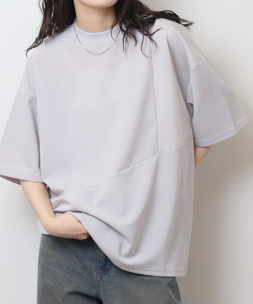 FUNALIVE(ファンアライブ)の「吸水速乾 UVカット ストレッチ ワイドシルエット 梨地 カットジョーゼット デザイン 切替 TEE(Tシャツ/カットソー・メンズ・ライトグレー/ネイビー/ブラック系/ライトブラウン/ネイビー系/ブラック/ブラウン系/ライトグレー系・M/L/LL)」の13枚目の写真