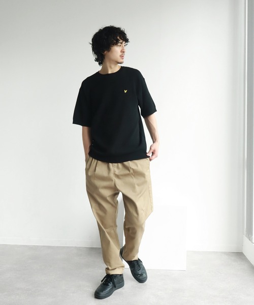 LYLE&SCOTT(ライルアンドスコット)の「【LYLE&SCOTT/ライルアンドスコット】 ワンポイント ニット半袖Tシャツ(ニット/セーター・メンズ・ブルー/ベージュ/スミクロ/ブラック・LL/M/L)」の9枚目の写真