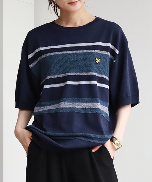 LYLE&SCOTT(ライルアンドスコット)の「【LYLE&SCOTT/ライルアンドスコット】 ワンポイント ニット半袖Tシャツ(ニット/セーター・メンズ・ブルー/ベージュ/スミクロ/ブラック・LL/M/L)」の13枚目の写真