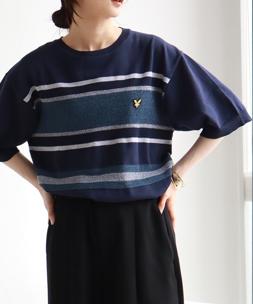 LYLE&SCOTT(ライルアンドスコット)の「【LYLE&SCOTT/ライルアンドスコット】 ワンポイント ニット半袖Tシャツ(ニット/セーター・メンズ・ブルー/ベージュ/スミクロ/ブラック・LL/M/L)」の11枚目の写真