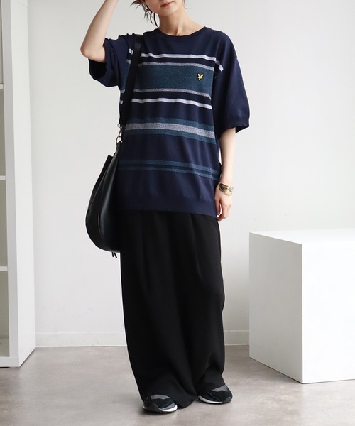 LYLE&SCOTT(ライルアンドスコット)の「【LYLE&SCOTT/ライルアンドスコット】 ワンポイント ニット半袖Tシャツ(ニット/セーター・メンズ・ブルー/ベージュ/スミクロ/ブラック・LL/M/L)」の14枚目の写真