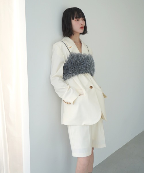 EIMY ISTOIRE(エイミーイストワール)の「マーベルトハーフパンツ(その他パンツ・レディース・ベージュ/ストライプ/アイボリー・S/M)」の1枚目の写真