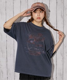 《ピグメント加工×ヴィンテージ風ロゴ》ユニセックス ビッグTシャツ 半袖 古着風 春夏秋対応