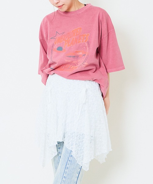 GORGE（ゴージ）の「《ピグメント加工×ヴィンテージ風ロゴ》ユニセックス ビッグTシャツ 半袖 古着風 春夏秋対応（Tシャツ/カットソー・レディース・スミクロ/ブルー/ピンク・F）」の15枚目の写真