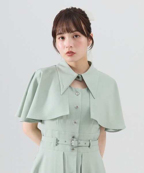 REDYAZEL（レディアゼル）の「ケープデザインフレアワンピース（ワンピース・レディース・ネイビー/ミント/サックスブルー・FREE）」の12枚目の写真