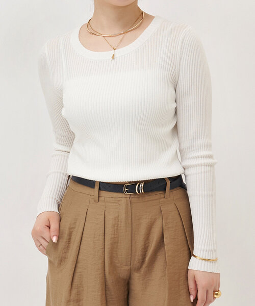 LIVETART（リヴェタート）の「リブニットT（ニット/セーター・レディース・ブラック/ホワイト・FREE）」の2枚目の写真