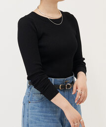 BEARDSLEY ニットソー　黒 BEARDSLEY ブラウス シャツ ニットコンビブラウス レディース
