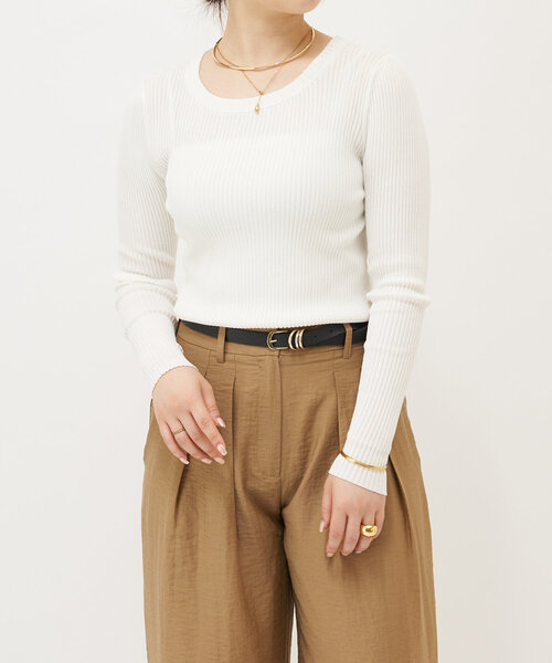 LIVETART（リヴェタート）の「リブニットT（ニット/セーター・レディース・ブラック/ホワイト・FREE）」の4枚目の写真