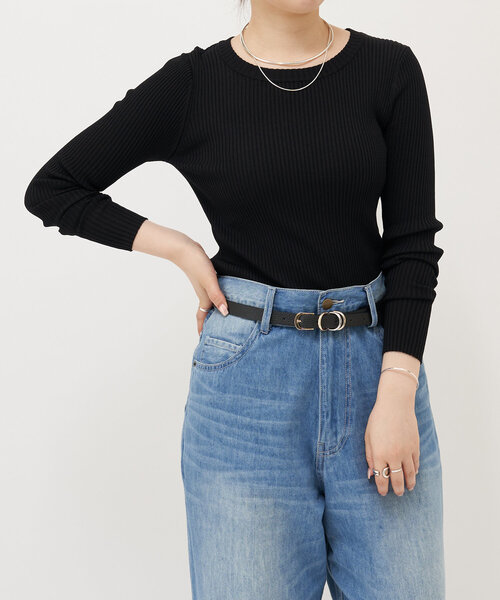 LIVETART（リヴェタート）の「リブニットT（ニット/セーター・レディース・ブラック/ホワイト・FREE）」の9枚目の写真