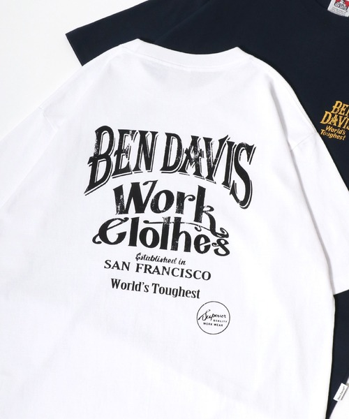 BEN DAVIS(ベンデイビス)の「BEN DAVIS/ベンデイビス ワンポイントロゴ刺繍 バックプリント半袖Tシャツ レディース メンズ(Tシャツ/カットソー・メンズ・ブラック/ネイビー/ブルー系その他/ホワイト/ホワイト系その他/ブラック系その他・M/L/XL)」の2枚目の写真