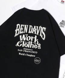 BEN DAVIS/ベンデイビス ワンポイントロゴ刺繍 バックプリント半袖Tシャツ レディース メンズ