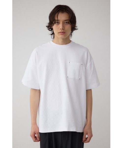 AZUL by moussy（アズールバイマウジー）の「スタッズポケットリップルTシャツ（Tシャツ/カットソー・メンズ・グレー/ブラック/ホワイト・MEDIUM/LARGE）」の7枚目の写真
