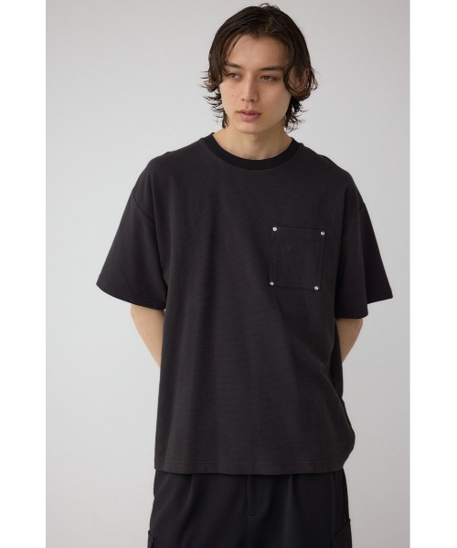 AZUL by moussy（アズールバイマウジー）の「スタッズポケットリップルTシャツ（Tシャツ/カットソー・メンズ・グレー/ブラック/ホワイト・MEDIUM/LARGE）」の15枚目の写真