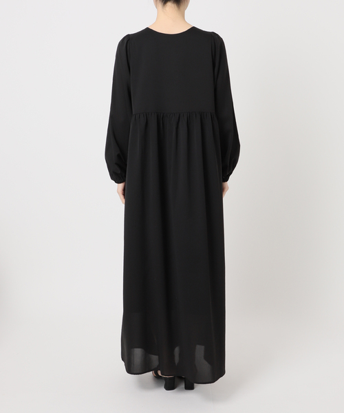 ウォッシャブル / ドット無地Vネックワンピース（ワンピース