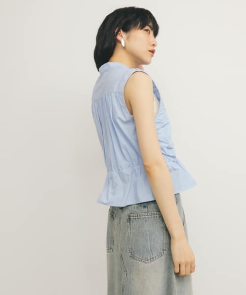 KBF（ケイビーエフ）の「スリーブレスシャーリングブラウス（シャツ/ブラウス・レディース・ライトブルー/ブラック/オフホワイト・ONE）」の6枚目の写真