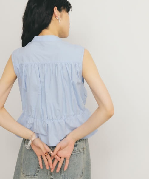 KBF（ケイビーエフ）の「スリーブレスシャーリングブラウス（シャツ/ブラウス・レディース・ライトブルー/ブラック/オフホワイト・ONE）」の7枚目の写真