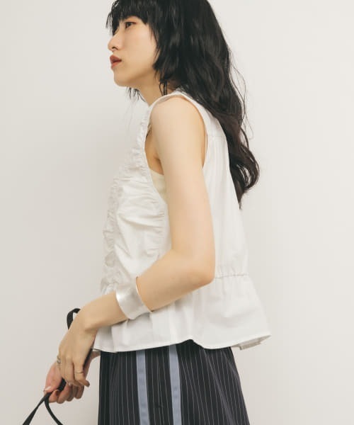 KBF（ケイビーエフ）の「スリーブレスシャーリングブラウス（シャツ/ブラウス・レディース・ライトブルー/ブラック/オフホワイト・ONE）」の14枚目の写真