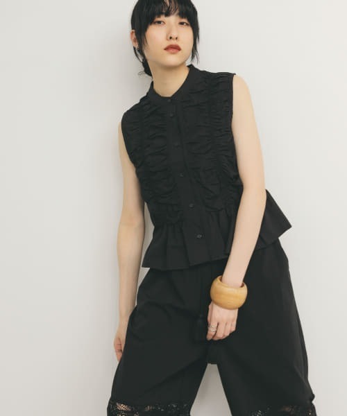 KBF（ケイビーエフ）の「スリーブレスシャーリングブラウス（シャツ/ブラウス・レディース・ライトブルー/ブラック/オフホワイト・ONE）」の21枚目の写真