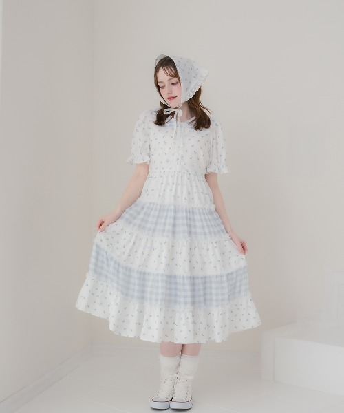 Lolime by mellfy memory(ロリミー バイ メルフィーメモリー)の「glowly petite floral dress(ワンピース・レディース・ピンク/ブルー・LL/M)」の3枚目の写真