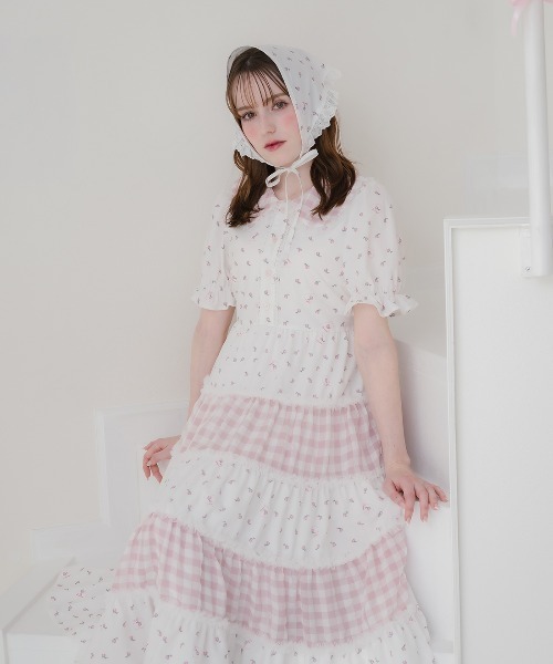 Lolime by mellfy memory(ロリミー バイ メルフィーメモリー)の「glowly petite floral dress(ワンピース・レディース・ピンク/ブルー・LL/M)」の4枚目の写真