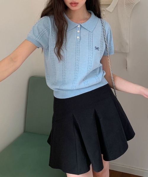 マルボン　レディース ポロシャツ S アイボリー/ブルー カーシーカシマ ポロシャツ レディース 事務服 カットソー 制服