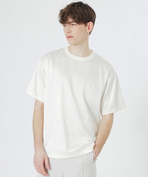 LOVELESS（ラブレス）の「サテンジャカードTシャツ（Tシャツ/カットソー・メンズ・ブラック/グリーン系その他/ブルー系その他2/オフホワイト・M/L）」の2枚目の写真