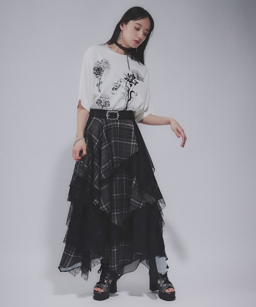 HARE（ハレ）の「レトロフラワーシシュウＴ(HARE)（Tシャツ/カットソー・レディース・ブラック系その他/ブラック/ホワイト/ホワイト系その他・FREE）」の12枚目の写真