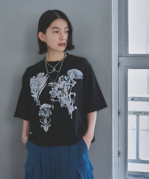 HARE（ハレ）の「レトロフラワーシシュウＴ(HARE)（Tシャツ/カットソー・レディース・ブラック系その他/ブラック/ホワイト/ホワイト系その他・FREE）」の21枚目の写真