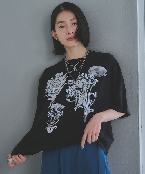 HARE（ハレ）の「レトロフラワーシシュウＴ(HARE)（Tシャツ/カットソー・レディース・ブラック系その他/ブラック/ホワイト/ホワイト系その他・FREE）」の19枚目の写真