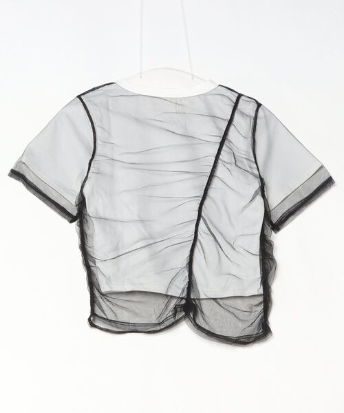 Per sist ence(パーシエンス)の「天竺×チュールシャーリングプルオーバー(Tシャツ/カットソー・レディース・オフホワイト/グレー/ホワイト×ブラック/ブラック・ONE SIZE)」の5枚目の写真