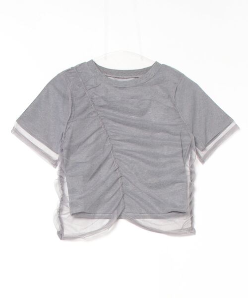 Per sist ence(パーシエンス)の「天竺×チュールシャーリングプルオーバー(Tシャツ/カットソー・レディース・オフホワイト/グレー/ホワイト×ブラック/ブラック・ONE SIZE)」の22枚目の写真