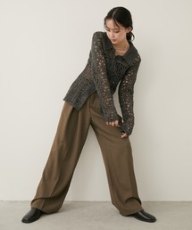 透かし柄モヘアポロニットカーデ