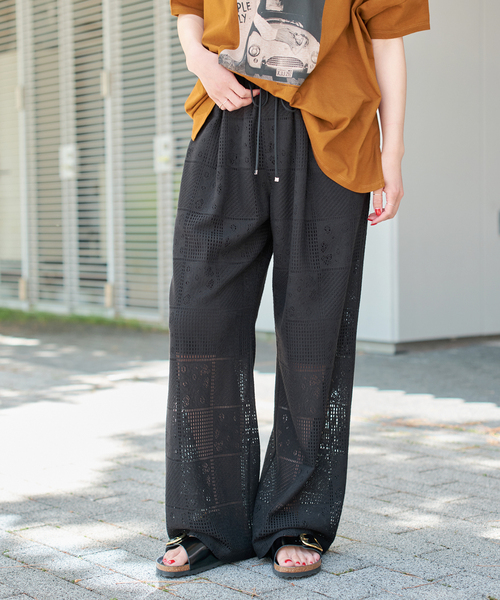 Spick & Span(スピックアンドスパン)の「《一部店舗+WEB限定》PEレースイージーパンツ(その他パンツ・レディース・ブラック/ホワイト・36/38)」の5枚目の写真
