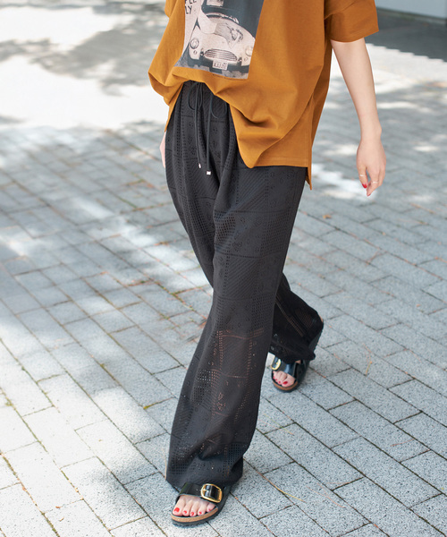 Spick & Span(スピックアンドスパン)の「《一部店舗+WEB限定》PEレースイージーパンツ(その他パンツ・レディース・ブラック/ホワイト・36/38)」の10枚目の写真