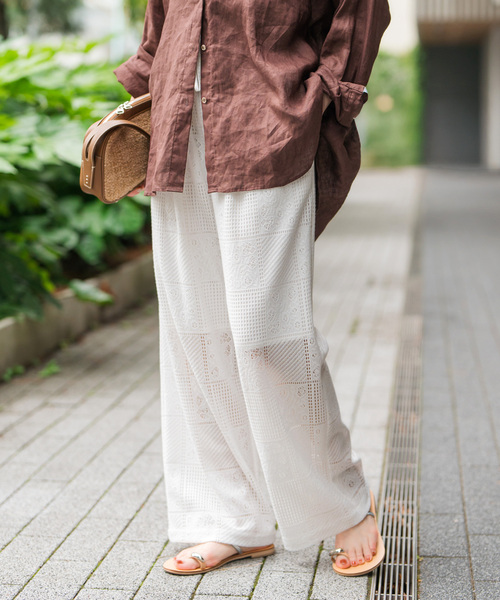 Spick & Span(スピックアンドスパン)の「《一部店舗+WEB限定》PEレースイージーパンツ(その他パンツ・レディース・ブラック/ホワイト・36/38)」の12枚目の写真