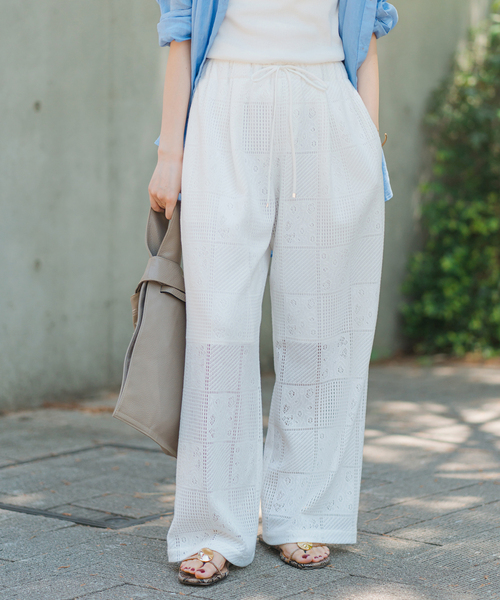 Spick & Span(スピックアンドスパン)の「《一部店舗+WEB限定》PEレースイージーパンツ(その他パンツ・レディース・ブラック/ホワイト・36/38)」の15枚目の写真