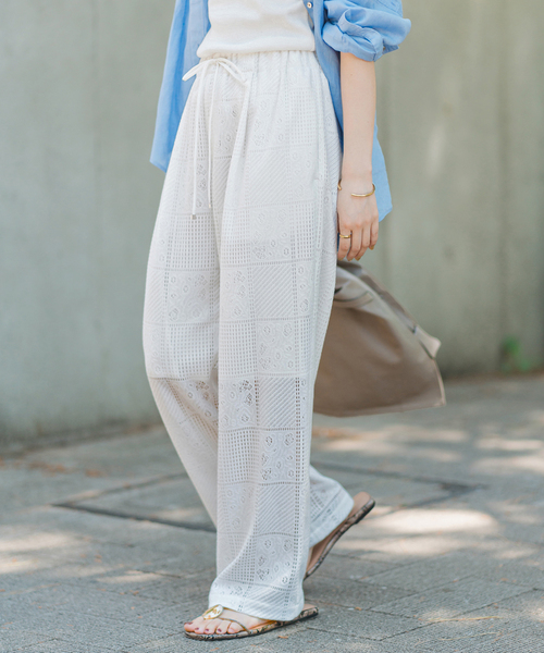 Spick & Span(スピックアンドスパン)の「《一部店舗+WEB限定》PEレースイージーパンツ(その他パンツ・レディース・ブラック/ホワイト・36/38)」の18枚目の写真