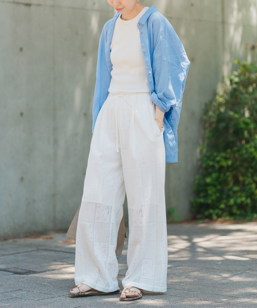 Spick & Span(スピックアンドスパン)の「《一部店舗+WEB限定》PEレースイージーパンツ(その他パンツ・レディース・ブラック/ホワイト・36/38)」の21枚目の写真