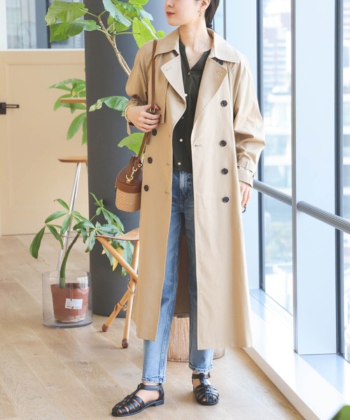 極美品 ビームスハート トレンチコート ロング ベルト ベージュ L BEAMS HEART ベージュ トレンチコート 極美品 ビームスハート