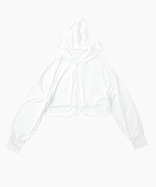 Fashion Letter（ファッションレター）の「UPF50+ 接触冷感 指穴付き クロップド丈ラッシュガードパーカー（ラッシュガード・レディース・ブルー系その他/ブラック/ベージュ/ホワイト・M～Ｌ/L～LL）」の6枚目の写真